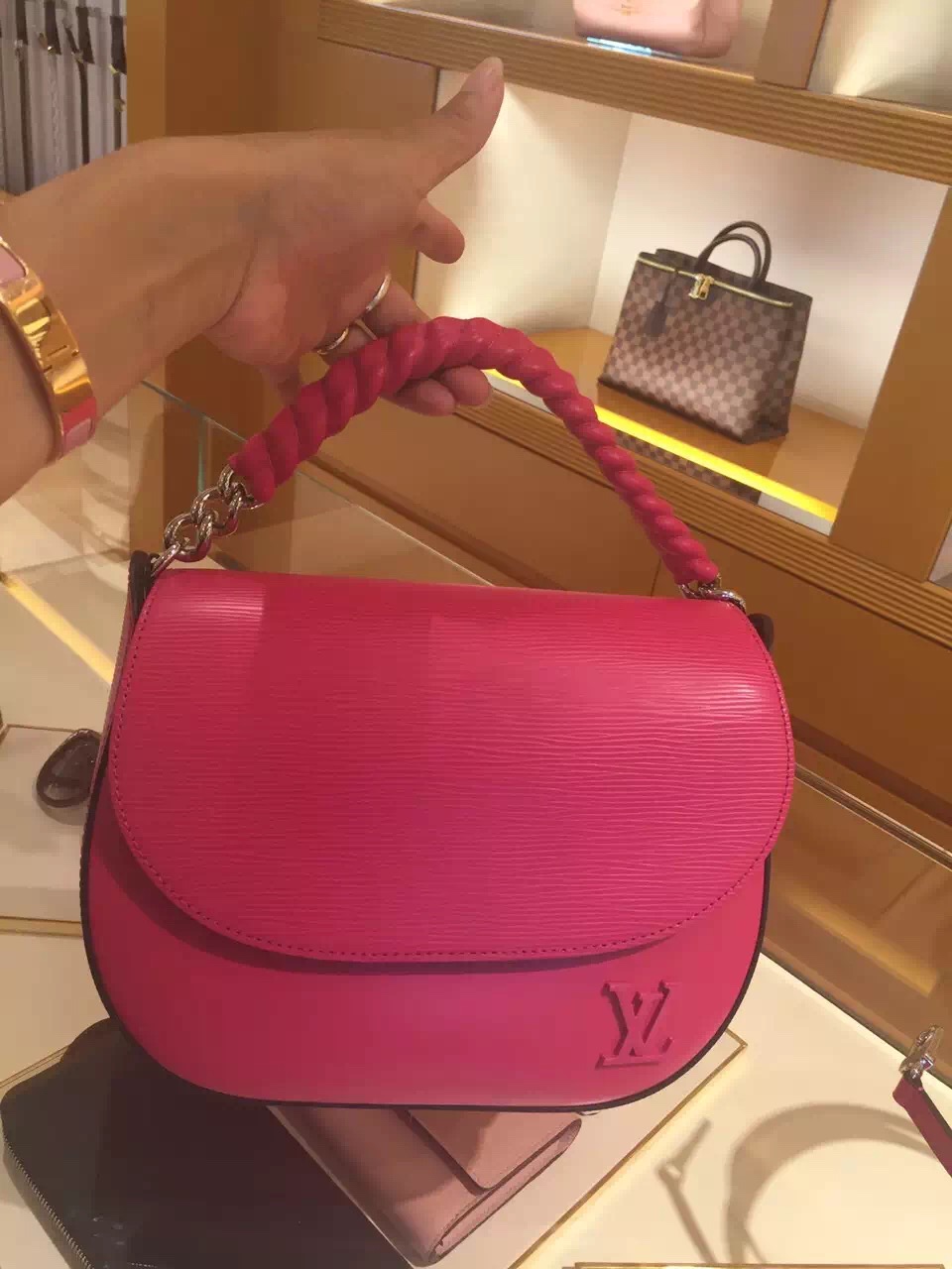 Authentic Louis Vuitton Epi Luna Bag M42675 Coquelicot